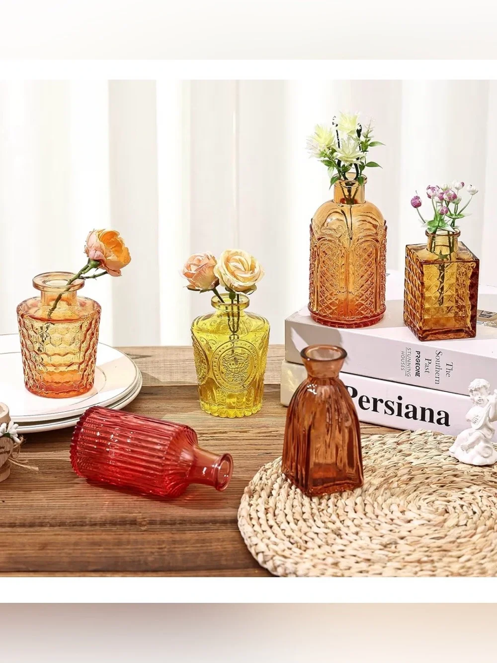 15 Pcs Assorted Colored Decorative Glass Bud Vases